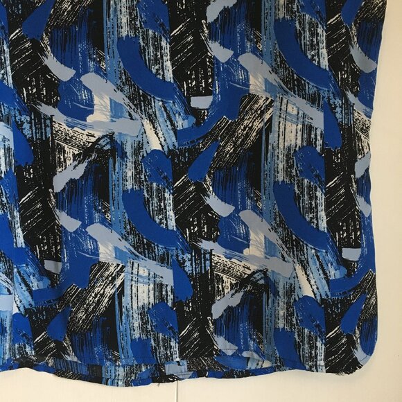 Cleo Petites Artsy Blue Lagoon Black Piping Tunic Tank Top - Picture 6 of 12